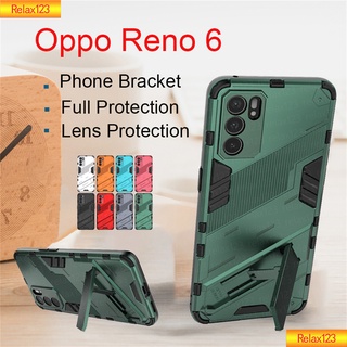 เคสโทรศัพท์มือถือกันกระแทกพร้อมขาตั้งสําหรับ Oppo Reno6 Reno 6 Z Pro Plus 6Z Reno6Pro Plus Reno6Pro Reno6Proplus 4G 5G