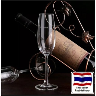 6 Pcs CRYSTAL FLUTE CHAMPAGNE GLASS  210 ml. 23 cm high.คริสตัลฟลูตแชมเปญแก้ว 210 มล. สูง 23ซม.