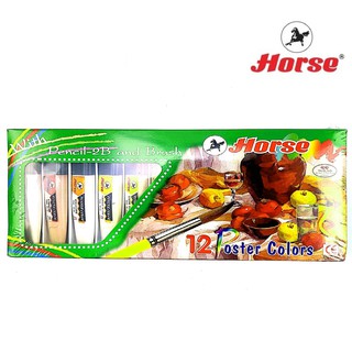 Horseตราม้า สีโปสเตอร์ หลอดพลาสติก 15 cc ชุด 12สี จำนวน 1 กล่อง