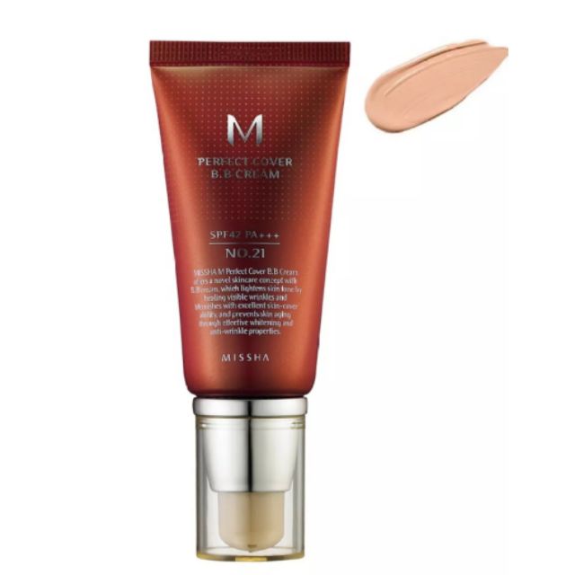 หมดปี 2028) Missha M perfect cover BB Cream SPF42 PA+++ บีบีมิซซาหลอดแดง ช่วยการปกปิด ให้ผิวเรียบเนียน 50ml. – โปรปัง