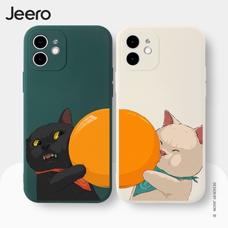 Jeero เคสคู่ เคสไอโฟน คู่รัก ขอบเหลี่ยมกันกระแทกซิลิโคนนุ่มการ์ตูนน่ารักตลก เคสโทรศัพท์ Compatible for iPhone 15 14 13 12 11 Pro Max SE 2020 X XR XS 8 7 6 6S Plus พลัส HFE683