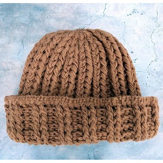 หมวกไหมพรม สีน้ำตาล หมวกอุ่น  Wool hat Brown Monk