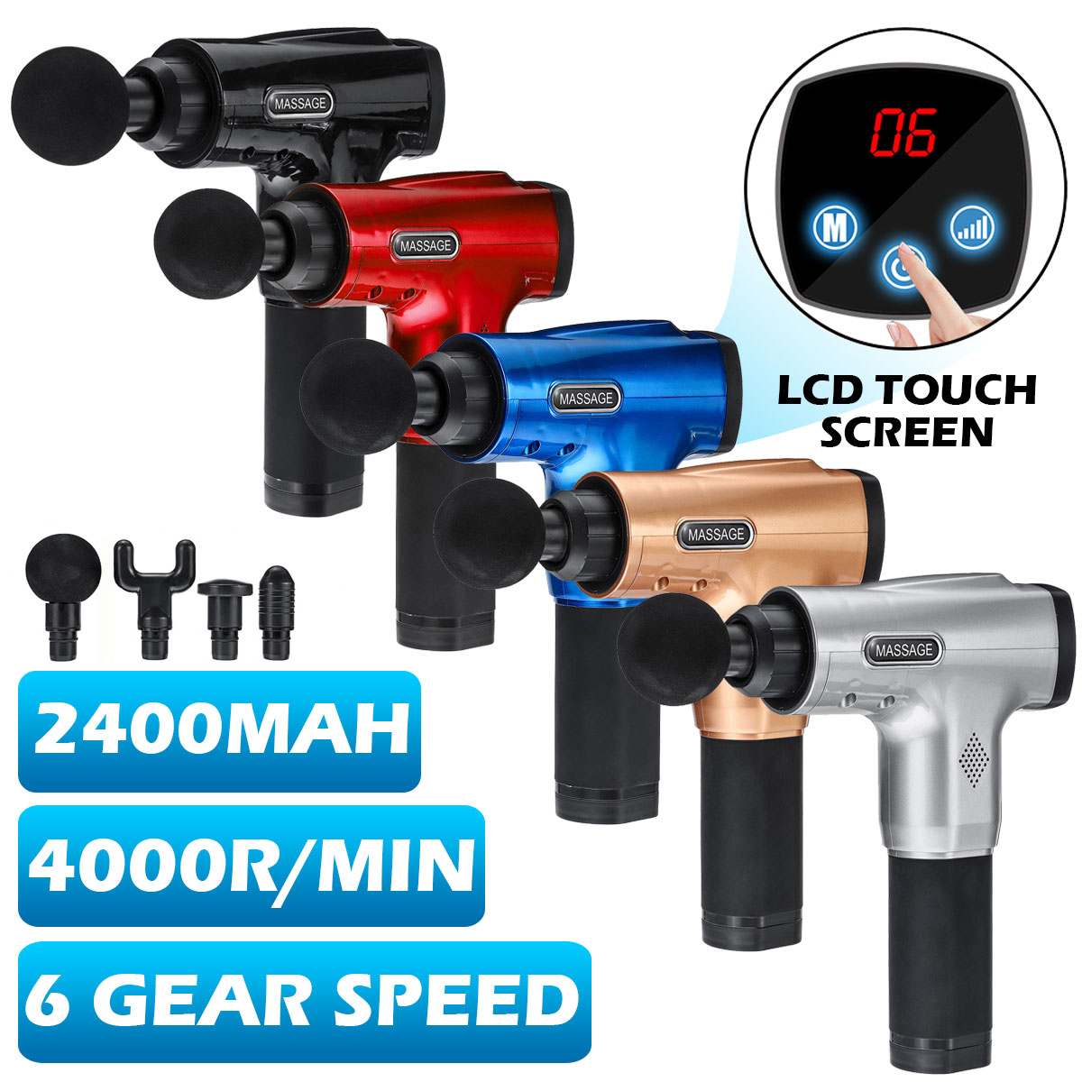 COD4000r/min Therapy Massage Guns 6 Gears Muscle Massager Sport Massage ...