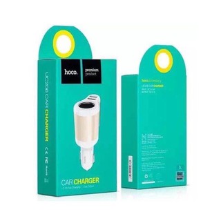 Hoco Car Charger 2in1 หัวชาร์จในรถ 2 USB + เพิ่มช่องจุดบุหรี่ 1 (UC206)