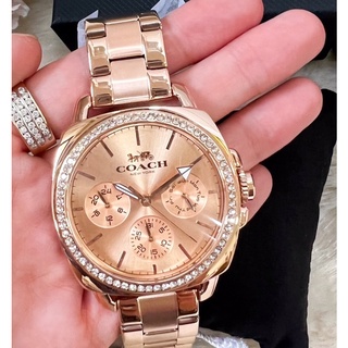 นาฬิกาข้อมือ COACH BOYFRIEND WATCH WITH 38MM ROSE GOLD CHRONOGRAPH FACE