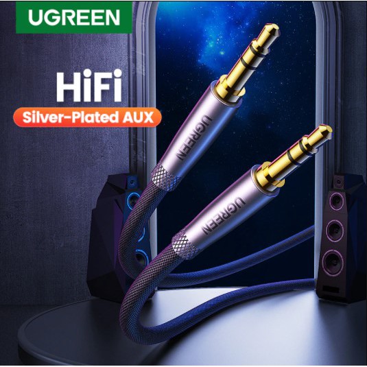 UGREEN HiFi AUX Cable 3.5mm Audio Speaker Cable 3.5 jack For Guitar Silver-plated Braided Wire Auxil
