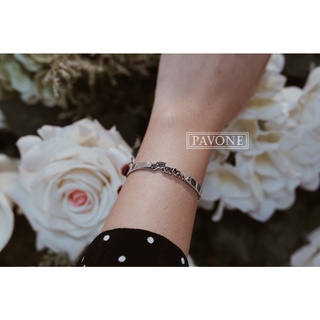 Pavone Jewelry กำไลข้อมือเงินแท้ กำไลข้อมืออักษรชื่อ Pavone ชุบทองคำขาว🤍 (BL0011)