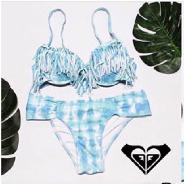 bikini Roxy บิกินี่ ร็อกซี่ ชุดว่ายน้ำ สีฟ้า ชุดไปทะเล ไซส์ s