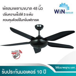 🔥ถูกที่สุด🔥 พัดลมเพดาน รุ่น GC02 (สีดำเงา/ดำด้าน) ขนาด 48 นิ้ว พร้อมรีโมท ของใหม่