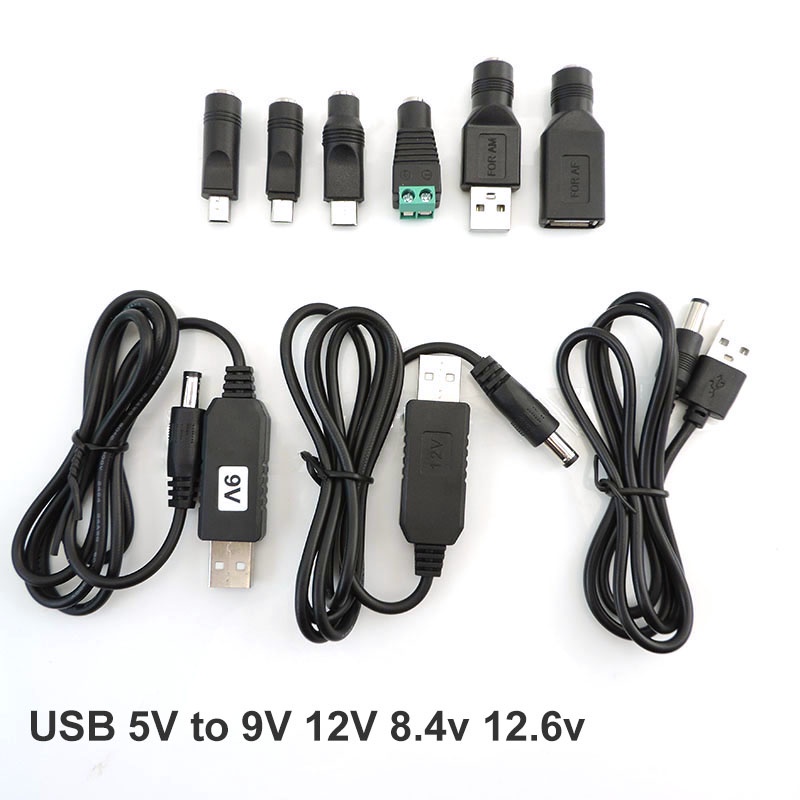 Usb 5V ถึง 9 v 12 v 12.6 V 8.4 v boost line power to DC 5.5x2.1 มม.ชาย mini 5pin ประเภท c Step UP โมดูลเชื่อมต่อสาย Converter THH1