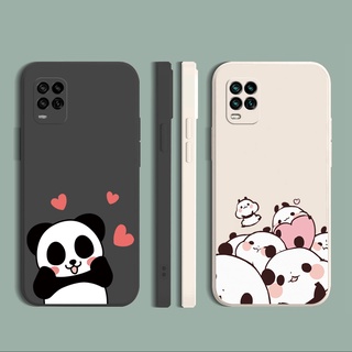 เคสซิลิโคนนิ่ม ขอบตรง ลายการ์ตูนแพนด้าน่ารัก สําหรับ Realme C35 C25 C25S C11 C12 C15 C17 7i 7 8 Pro 5 5i 5S 6i C3