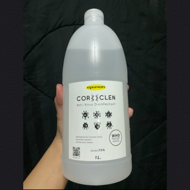 แอลกอฮอล์ แบบน้ำ Coroclen alcohal 75% 1000ml.
