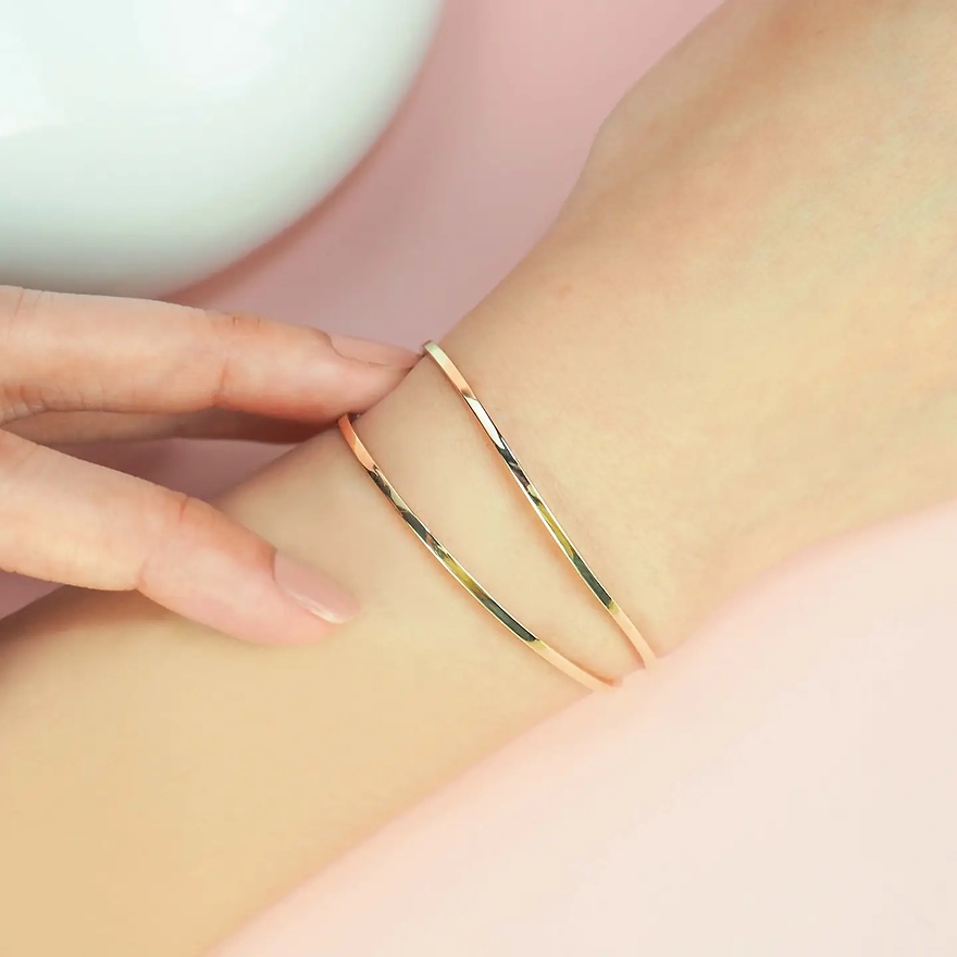 Grace Fine Jewelry سوار مفتوح ذهب 9K بالألماس الحقيقي — صورة 4