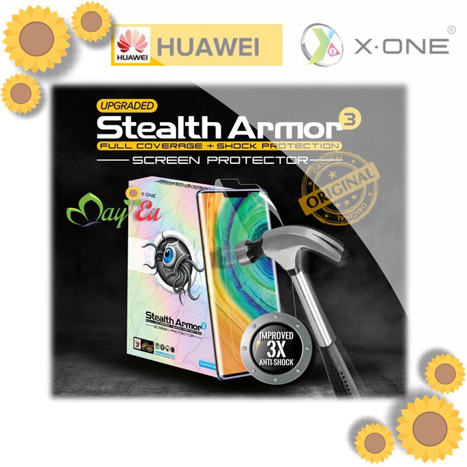 Huawei P20 Pro P30 Pro P40 Pro+ Plus P50 P60 (ใส/ด้าน) X-One Stealth Armor 3 ตัวป้องกันหน้าจอ Anti S