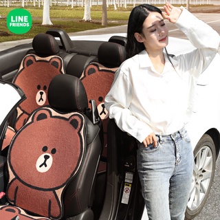 Line Friends Brown Bear Cartoon Car Seat Cushion Four Seasons Universal Winter Plush Single Piece Rear Car Seat Cushion Three-piece Seat Cover