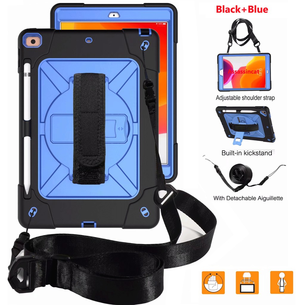 New iPad 8 7 10.2 inch 2020 Case iPad 8th 7th Gen Silicone+PC Armor Shockof Kickstand Hard Cover with Pencil Slot Hand S