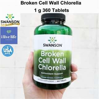 สาหร่ายคลอเรลล่า Broken Cell Wall Chlorella 500 mg 360 Tablets - Swanson Green Foods Formulas กรีนซุปเปอร์ฟูู๊ด