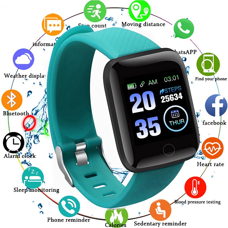 New Smart Watch Women Men Kids Heart Rate Blood Pressure Monitor 116Plus Waterproof Sport Smartwatch Watch Clock For And