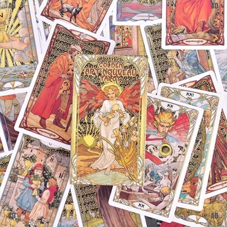 &lt;Ad&gt; Golden Art Nouveau Tarot Deck ไพ่ทาโรต์ 78 ใบ สําหรับผู้เริ่มต้น คลาสสิก