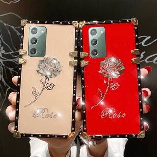 Yjd เคสโทรศัพท์มือถือ กันกระแทก ลายดอกกุหลาบ ประดับเพชร สําหรับ Samsung Note 20 Ultra 20+ Note 10 10+ Note 9 Note 8