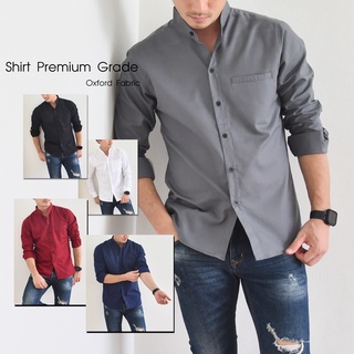 (มี 8 สี) เสื้อเชิ้ตคอจีน แขนยาว สำหรับผู้ชาย ทรงเข้ารูป slim fit ผลิตจากผ้า Oxford Premium Grade เชิ้ตคอจีน