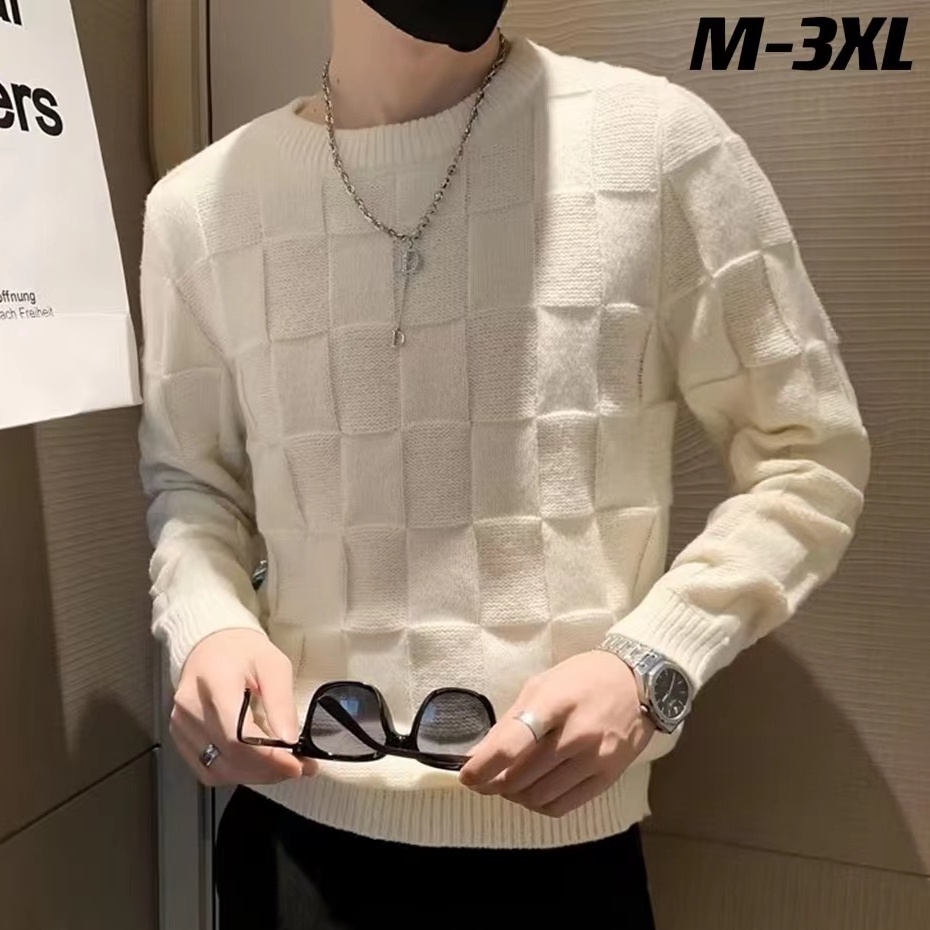 Meason เสื้อกันหนาวผู้ชาย ลายทาง ผ้ายืด เสื้อกันหนาวตัวยาว A218