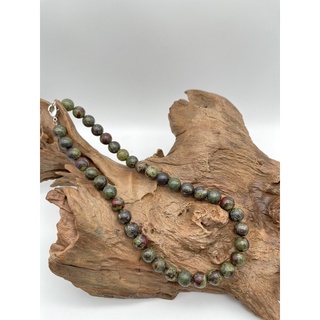 Natural Dragon Stone Round Beaded Necklace Available in 6 mm 8 mm 10 mm Necklace for men and women