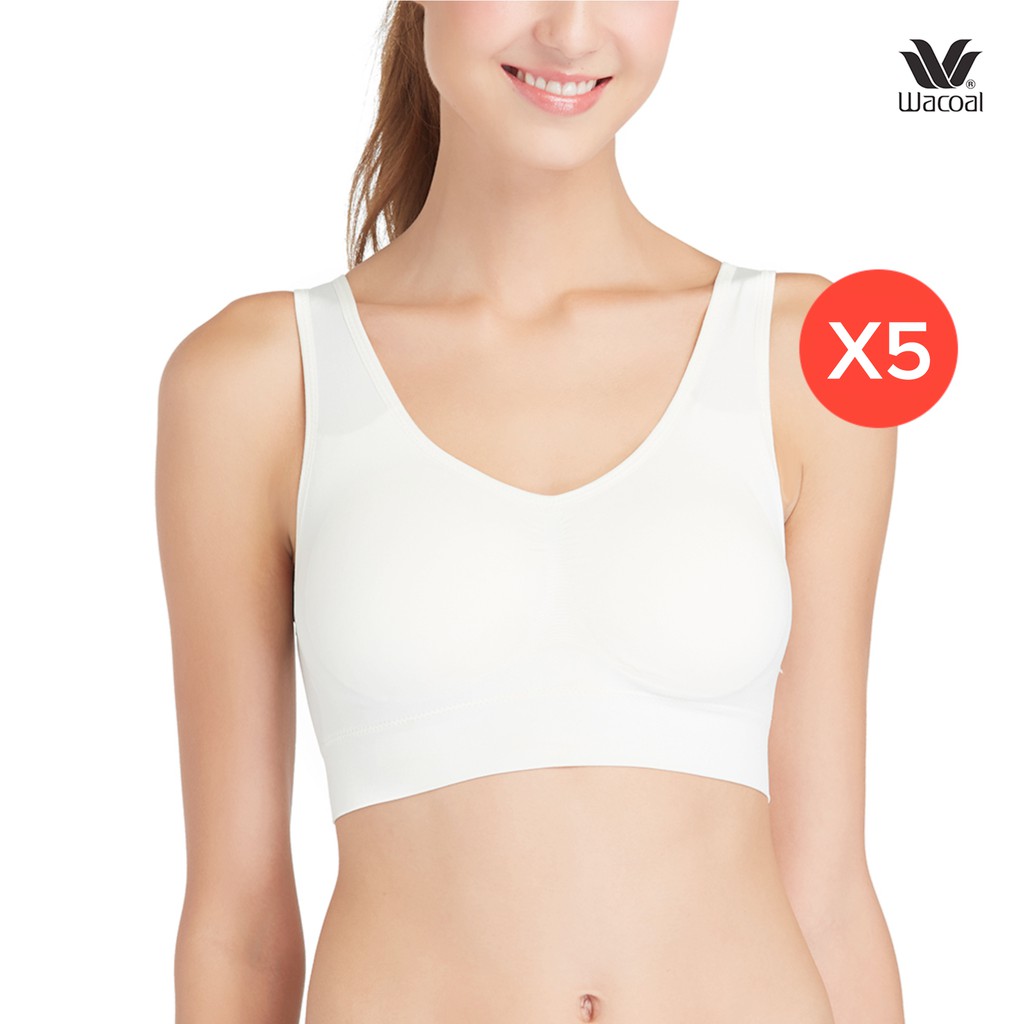 Wacoal Surprise Seamless Bra set 5 pcs เสื้อชั้นใน ทอไร้ตะเข็บ แบบสวมหัว รุ่น WH9C24 สีครีม (CR)
