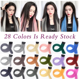 กิ๊บติดผมสังเคราะห์ แบบยาวตรง สีรุ้ง สีชมพู 28 สี