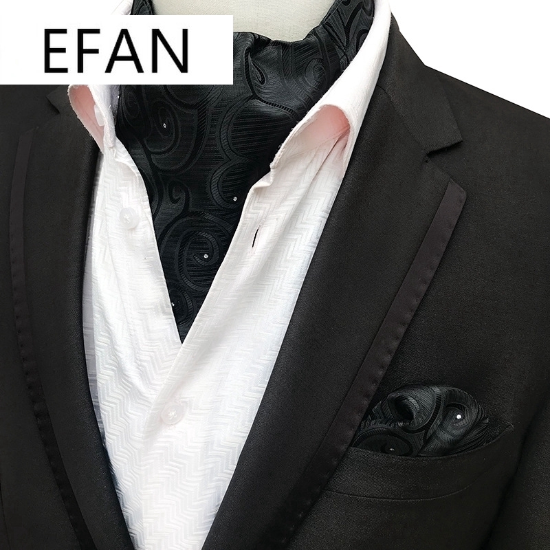 ผู้ชาย Cravat Tie ชุดผ้าเช็ดหน้า 100% ผ้าไหม Paisley Jacquard Ascot เนคไทชุดกระเป๋าสแควร์สําหรับธุรกิจงานแต่งงาน