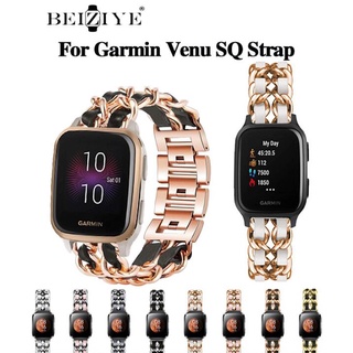 beiziye สาย Garmin venu sq สายนาฬิกาข้อมือ สเตนเลส โลหะ พร้อมสายหนัง