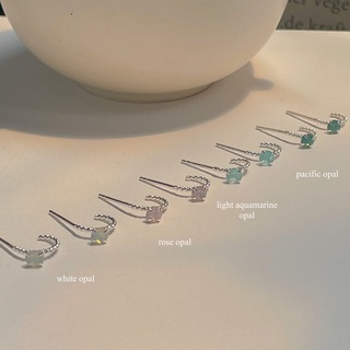 SissyJewelry // ต่างหูเงินแท้ รุ่น Mini twist hoop stud ประดับ พลอยกลม 4mm