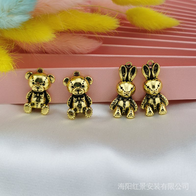 9PDG Retro Dark Punk Rock Bear INS ต่างหู DIY สร้อยข้อมือสร้อยคอ Handmade วัสดุเครื่องประดับอุปกรณ์เ