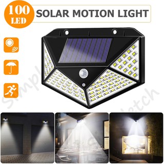 ไฟติดผนัง ไฟติดผนังโซล่าเซลล์ ไฟโซล่าเซลล์ พลังงานแสงอาทิตย์ 100 LED Solar motion wall light กันน้ำ เซนเซอร์ SP