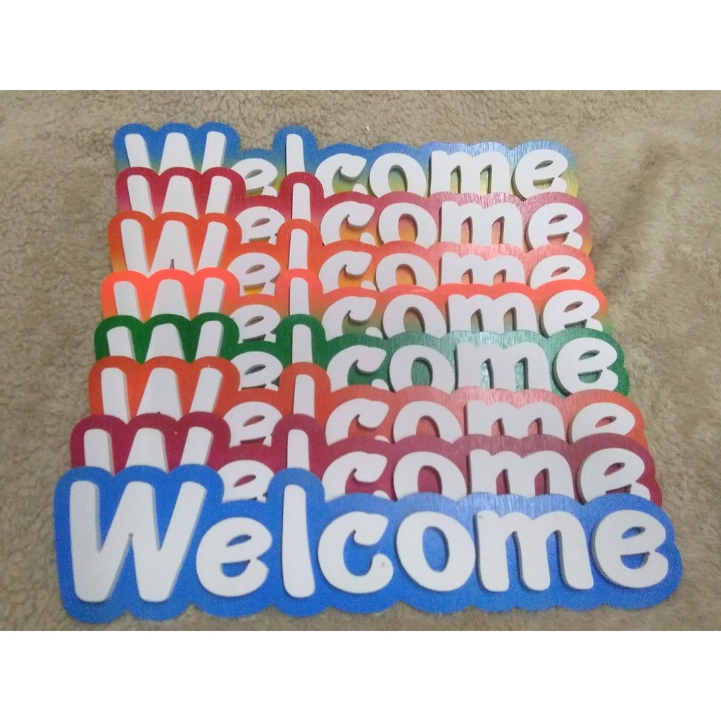 ป้าย Welcome สองชั้น ป้ายพลาสวูด ป้ายอักษร ป้ายตกแต่งร้าน ป้ายหน้าห้อง ราคาถูกที่สุด ป้าย ตัวอักษร อ