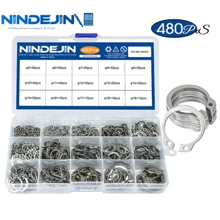 Nindejin ชุดคลิป C ภายนอก สเตนเลส 304 สําหรับเพลา 5-19 มม. 480 ชิ้น