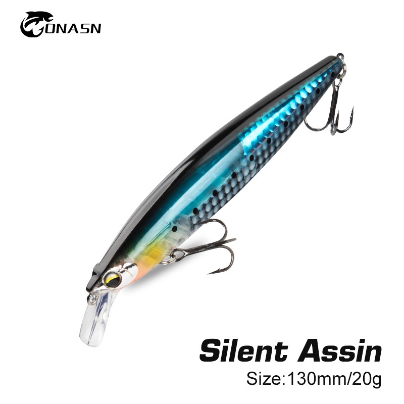 ONASN 130mm 20g Floating Sea Bass Fishing Lures Baits Minnow Lures with Flash Blade Hard lure Good Action Wobblers Tackle Pike