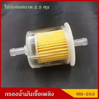 NTN กรองน้ำมันเชื้อเพลิง กรองเบนซิน M8-203 สีใส ออกตรง ใช้กับท่อขนาด 2.5 หุน ราคา อันละ