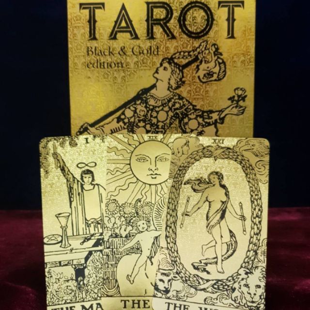 ไพ่ยิปซีสีทองพรีเมี่ยม/ไพ่ไรเดอร์สีทอง/ไพ่ยิปซีแท้/ไพ่ลดราคา/ไพ่ยิปซี/ไพ่ทาโร่ต์/Tarot Black and Gold/Tarot/Tarot Cards