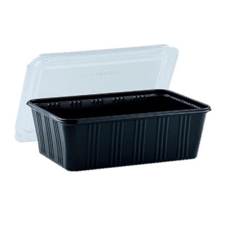 กล่องอาหาร พลาสติกพีพีสีดำ พร้อมฝา ตราเอโร่ ขนาด 750 มล. แพ็ค 25 ชุด aro/ Food Container with LID