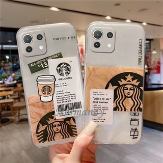 เคสโทรศัพท์ New Case for Xiaomi Mi 11 Lite 5G NE Mi 10T Pro POCO M4 Pro 5G Redmi 10 Starbucks Label Phone Casing Silicone Soft Cover Shockproof Protective Shell เคส