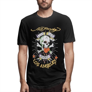 T-shirt  GILDAN เสื้อยืดแขนสั้น ผ้าฝ้าย พิมพ์ลายหัวกะโหลก Ed Hardy Love Dies แฟชั่นสําหรับผู้ชายS-5XL