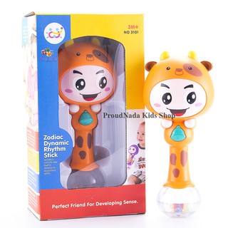 ProudNada Toys ของเล่นเด็กเขย่ามือหน้าตุ๊กตา(สีส้ม) Huile NO.3101-2