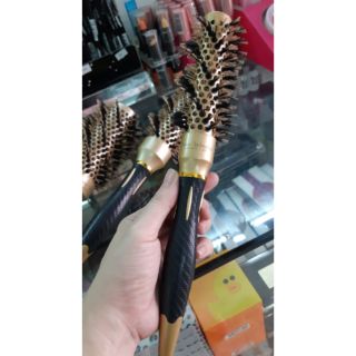 Genamaze Nano ceramic brush bristle with nylon 25mm - twisted หวีแปรงกลม ชนิดขน Nylon ถนอมเส้นผม ลดความชี้ฟู