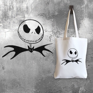 กระเป๋าผ้าแคนวาส สไตล์ที่ 134 สกรีนลายสไตล์พ่นสีสเปร์ย แนว Street Art ลาย jack-skellington-halloween