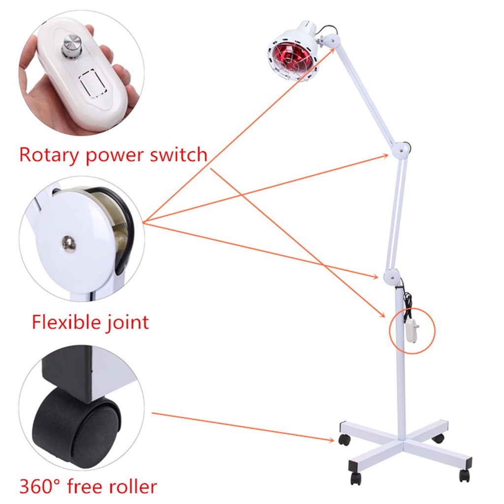 BEST 275W 360° Floor Stand TDP Infrared Therapy Heat Lamp Pain Relief