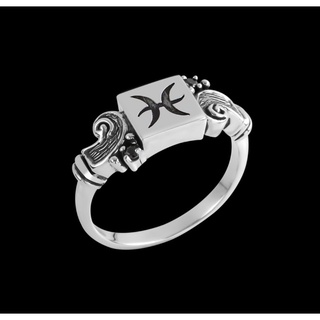 แหวนเงินแท้ 92.5 ลายราศีมีน Horoscope Sign Pisces Ring