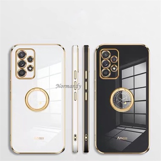 เคสโทรศัพท์ For Samsung Galaxy A53 A23 A33 A73 A23 LTE A13 M33 M23 5G 4G 5G Silicagel Softcase Ultra-thin Straight Edge Plating Phone Casing Protective Cover with Fashion Clock Ring Hand Strap เคส