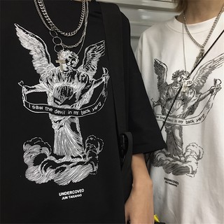 เสื้อยืดแขนสั้น Hip Hop Angel Couple Loose   คู่รักสามารถสวมใส่กันได้