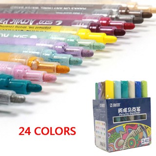 ชุดปากกามาร์กเกอร์อะคริลิค 12 สี 24 สี สําหรับวาดภาพมังงะ DIY